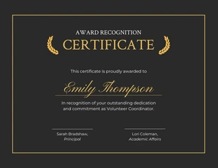 Free  Template: Simple Gold and Black Award Certificate