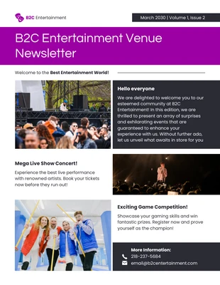 Free  Template: B2C Entertainment Venue Newsletter