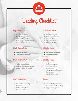 Free  Template: Hellrote Hochzeit Checkliste