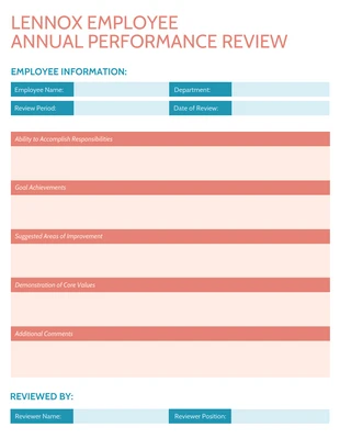 Free  Template: Bright Employee Annual Performance Review