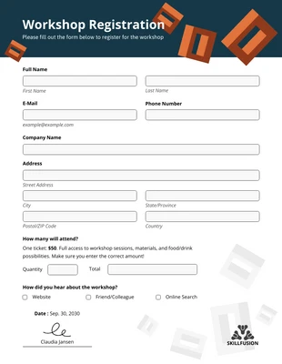 premium  Template: Orange and Blue Simple Event Registration Forms