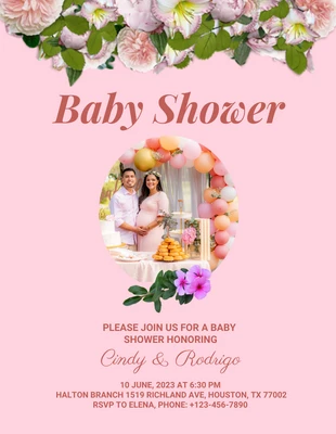 Free  Template: Volantino per baby shower estetico rosa