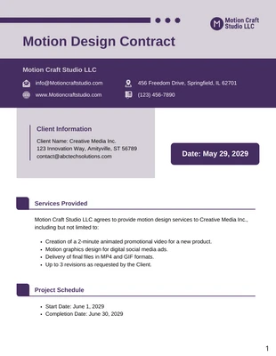 Free  Template: Motion Design Contract Template