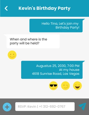 Free  Template: Blue UI Chat Birthday Party Invitation
