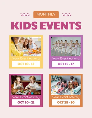 Free  Template: Baby Pink Colorful Monthly Kids Event Schedule Template (Modèle d'emploi du temps mensuel pour les enfants)
