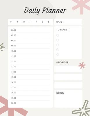 Free  Template: Planejador diário minimalista de flores
