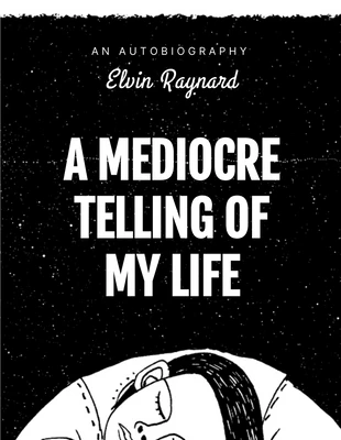 premium  Template: Capa de livro de autobiografia com ilustração moderna em preto e branco