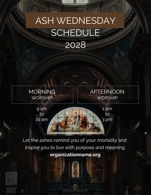 Free  Template: Brown and White Ash Wednesday Schedule Poster Template
