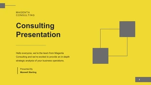 Free  Template: Minimalistische, moderne Beratungspräsentation in Gelb, Weiß und Schwarz
