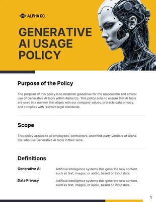 business interactive Template: Modello di politica di utilizzo dell'intelligenza artificiale generativa