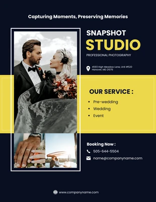 Free  Template: Amarelo escuro Casamento nosso folheto de serviço Fotografia