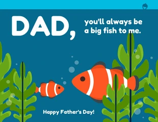premium  Template: Mignonne carte de fête des pères sous l'eau