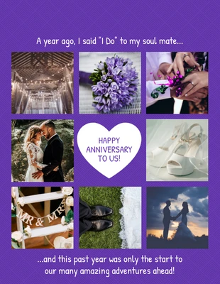 Free  Template: Cartão de aniversário de casamento com fotografia