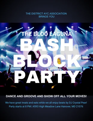 Free  Template: نشرة إعلانية لحفلة Bash Block الحديثة باللون الأسود