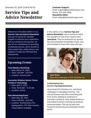 Free  Template: Service Tips and Advice Newsletter
