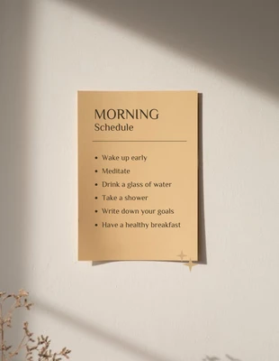 Free  Template: Neutral Aesthetic Minimalist Morning Schedule List Template