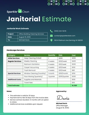 business  Template: Janitorial Estimate Template