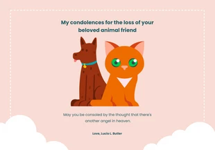 Free  Template: Tarjeta de pésame para mascotas en crema