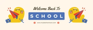 Free  Template: Crème et bleu simple joyeux bienvenue à la bannière de l'école