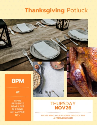 Free  Template: Orange Contemporary Thanksgiving Poster
