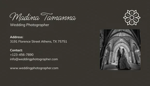 Dark Brown Elegant Professional Wedding Photographer Business Card - Seite 2