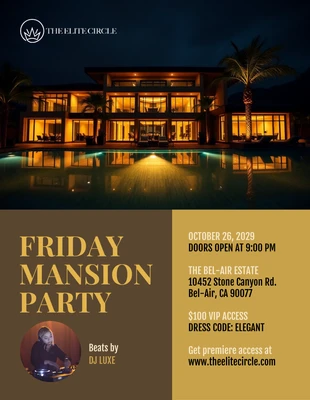 Free  Template: Plantilla de flyer para fiesta en mansión