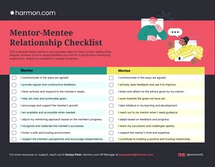 Free interactive Template: Infografica della checklist delle risorse umane del mentore e del mentee