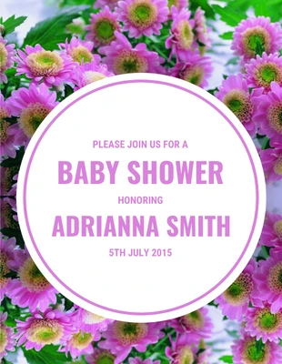 Free  Template: دعوة استحمام الطفل الأزهار