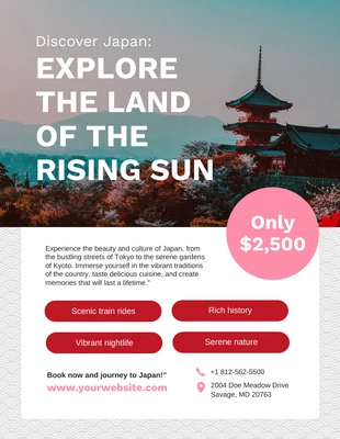 Free  Template: Red and White Explore Japan Travel Poster