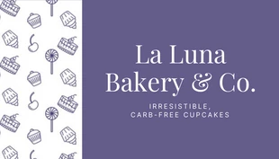 Free  Template: Tarjeta De Visita Panadería con foto de patrón simple morado oscuro