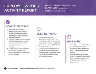 premium  Template: Purple Weekly Status Report