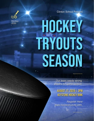 business  Template: Simple Photo Hockey Tryout Season Poster