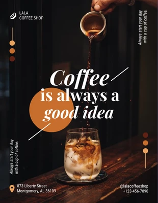 Free  Template: Volantino nero minimalista per caffetteria