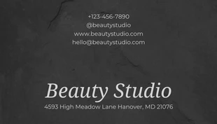 Black Modern Texture Beauty Studio Business Card - Seite 2