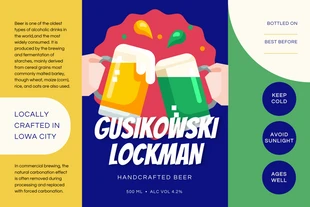 Free  Template: Colorful Playful Illustration Beer Label