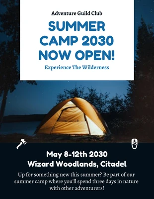 Free  Template: Black Minimalist Summer Camp Flyer
