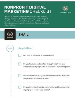 Free  Template: Checkliste für digitales Marketing für gemeinnützige Organisationen