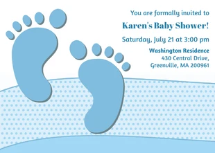 Free  Template: Invito per baby shower con stampe blu