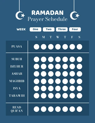 Free  Template: Blue Minimalist Illustration Ramadan Prayer Schedule Template
