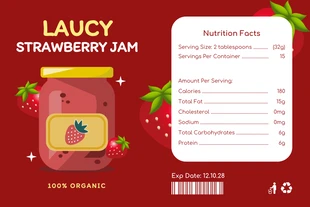 premium  Template: Red Modern Illustration Strawberry Jam Food Label
