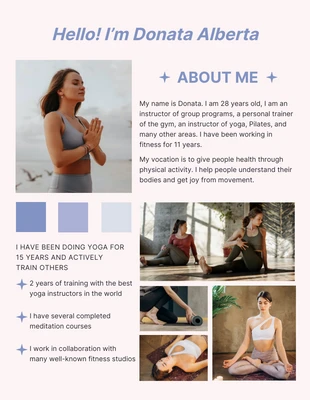 Free  Template: Hellrosa und blaues minimalistisches „Alles über mich“-Poster