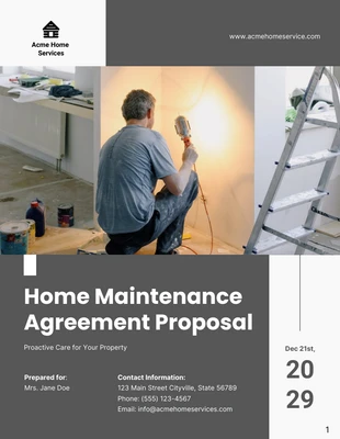 business  Template: Home Maintenance Agreement Proposals