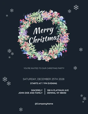 Free  Template: Navy Christmas Party Invitation With Snow Ornament Poster