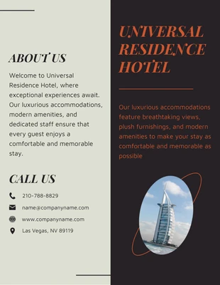 Creative Black and Orange Hotel Brochure