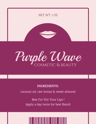 Free  Template: Pfirsich und lila einfaches Lippenbalsam-Etikett