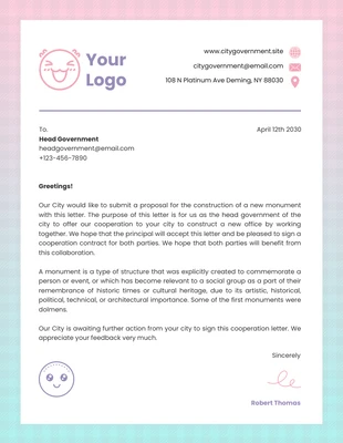 Free  Template: Pink And Green Gradient Simple Illustration Business Letterhead
