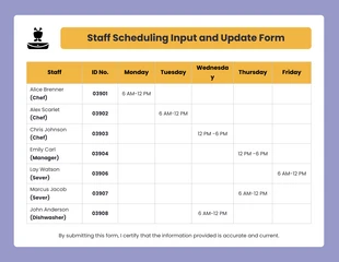 premium  Template: Yellow and Purple Employe Schedule Form