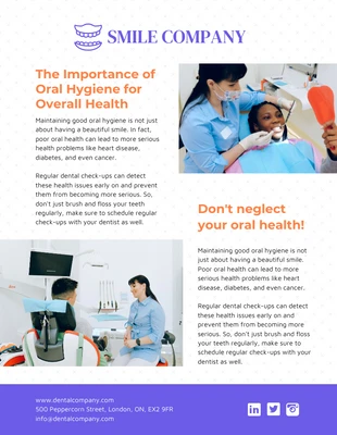 Free  Template: Orange und Lila Clean Dental Newsletter