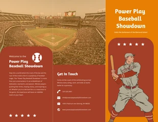 Free  Template: Brochure à trois volets rouge et jaune sur le sport de jeu de baseball