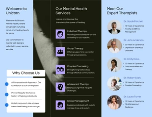 Minimalist Modern Soft Blue Dark Mental Health Tri-fold brochure - Página 2